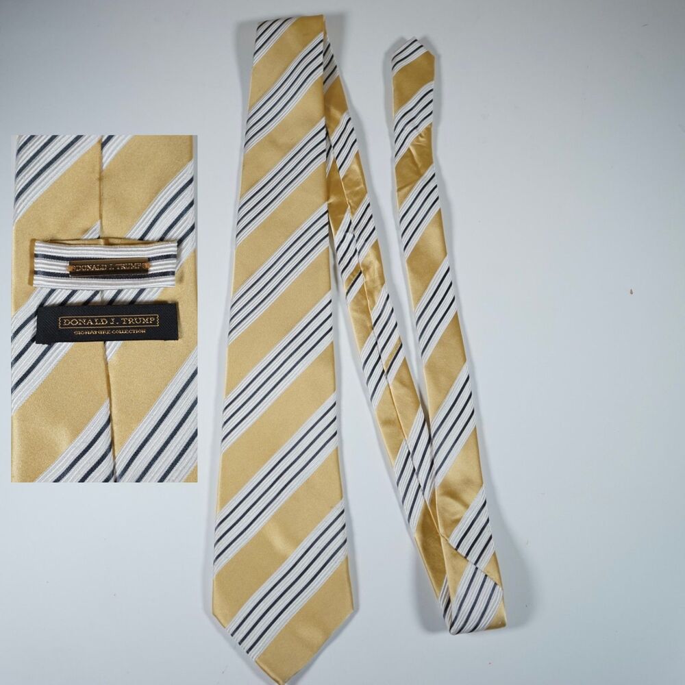 Donald J. Trump Collection Gold Tie Diagonal Stripe